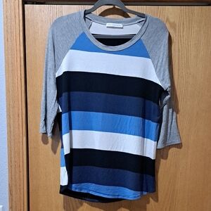 Chris & Carol Gray, White and Blue Top